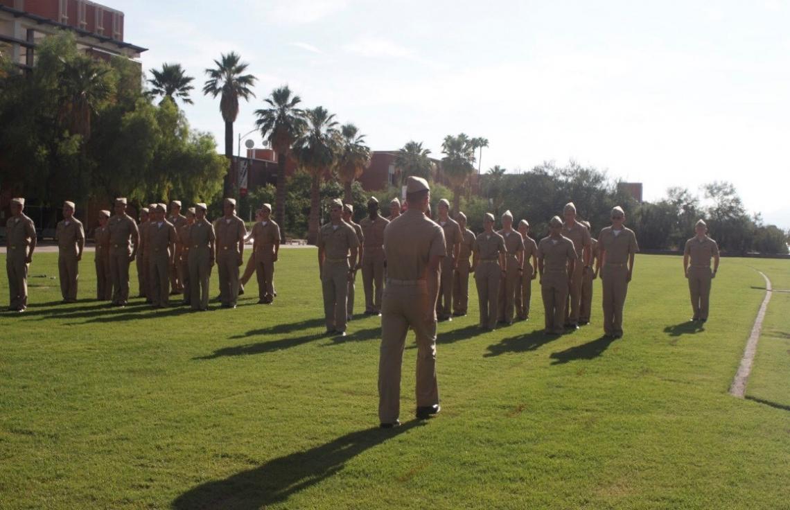 Prospective cadets who finish the UA Naval ROTC's new student orientation over the summer attend an integration ceremony to officially become cadets. Prospective cadets who finish the UA Naval ROTC's new student orientation over the summer attend an integration ceremony to officially become cadets.